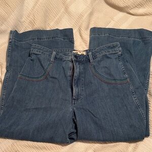 Madewell Wide Leg Cropped Jeans with Rainbow Embroidery